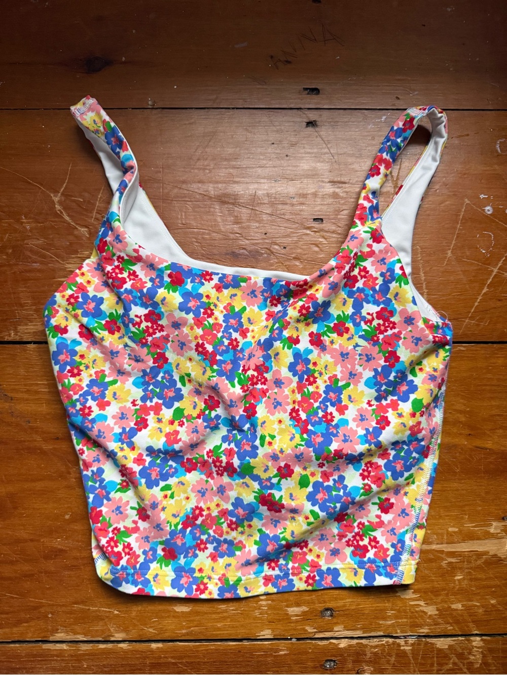 Old Navy Floral Crop Tank Top - Blue, Pink, Yellow, Green, Red